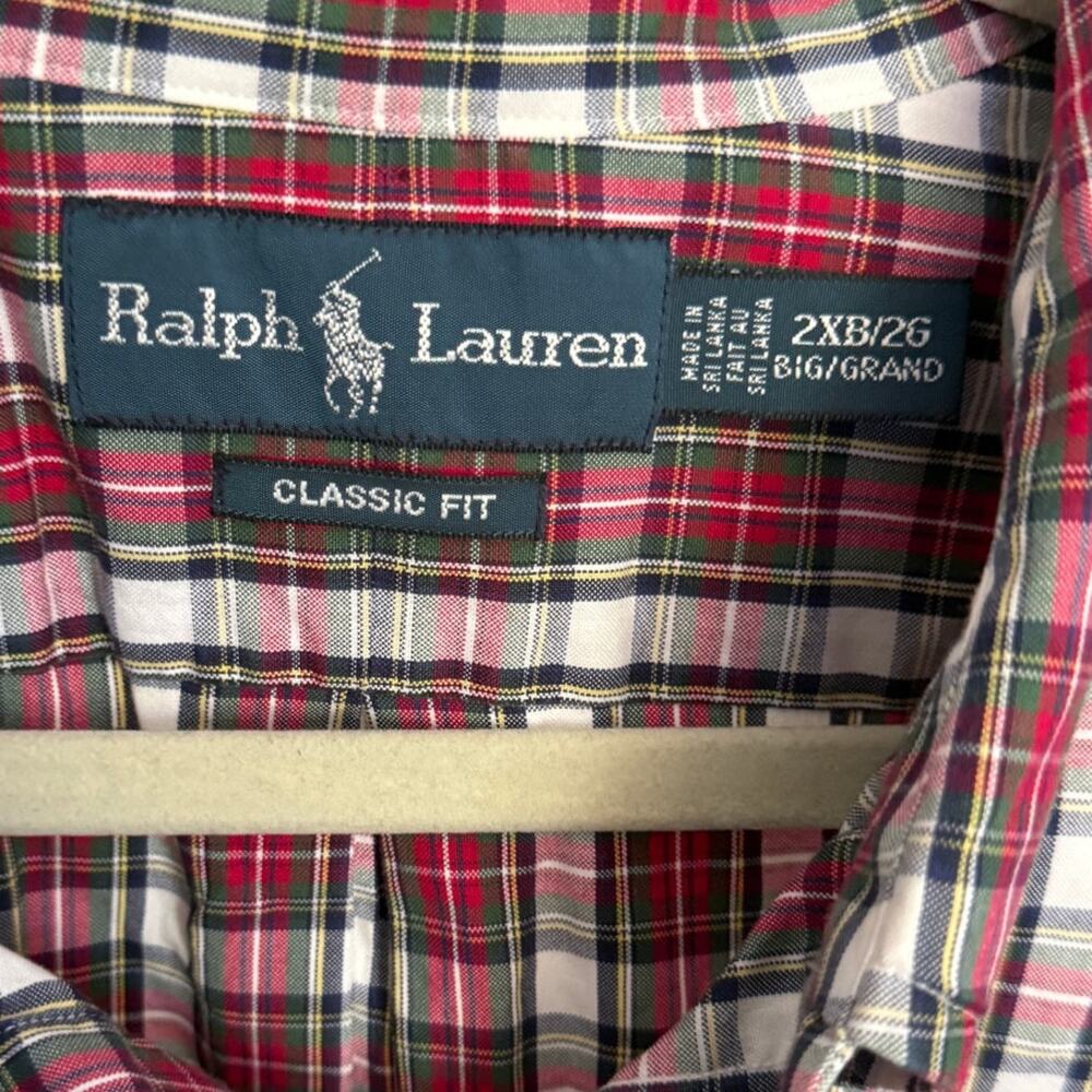 POLO RALPH LAUREN Lot/2 Men's 100% Cotton Plaid Classic Fit Dress Shirts 2XB/26 - Picture 2 of 7